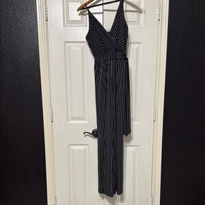 Black and White Striped Jumpsuit